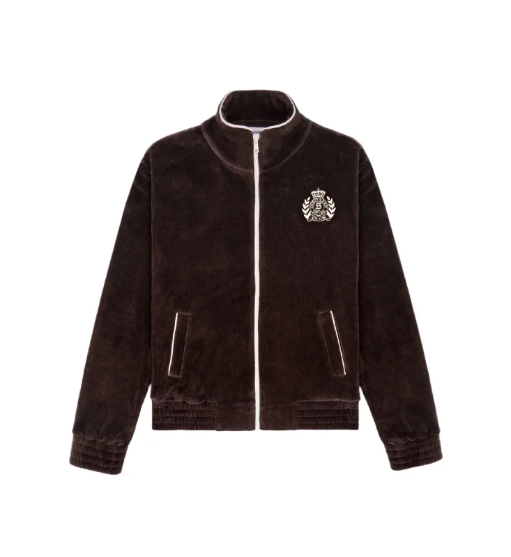 NY Crest Velour Track Jacket (Chocolate) Striped Jacket Polka Dot Jacket Floral Jacket