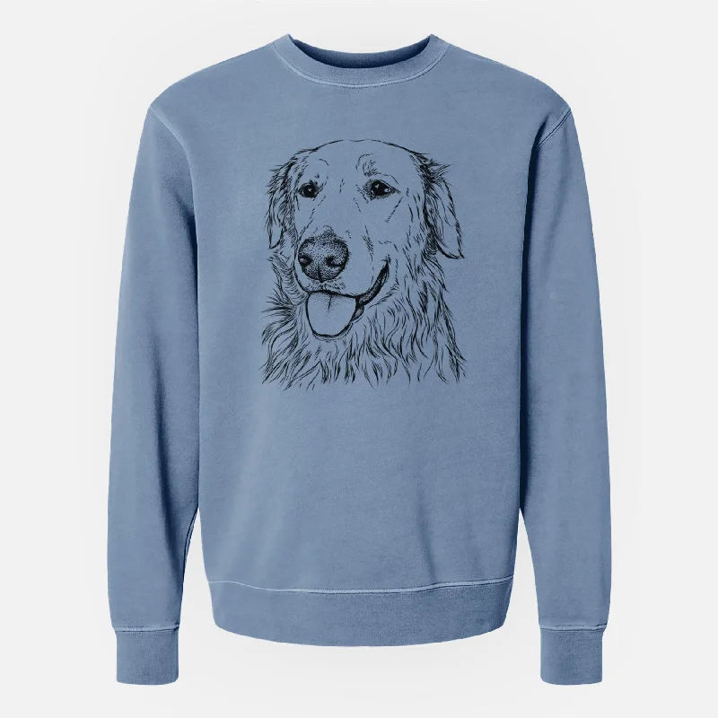 Bare Hopper the Golden Retriever - Unisex Pigment Dyed Crew Sweatshirt Hoodie with Belted Waist Structured Tailored