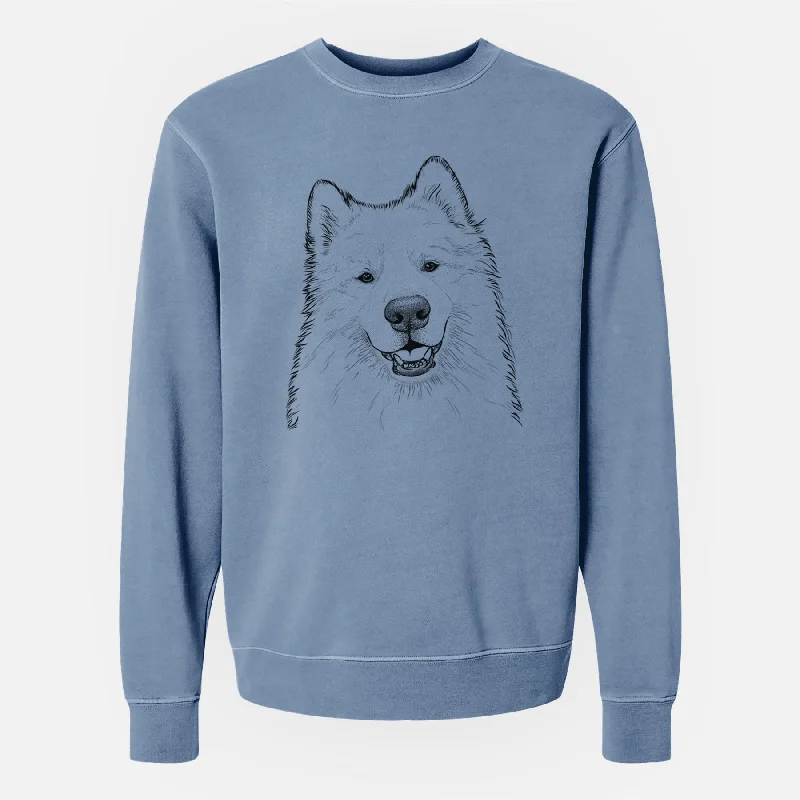 Bare Foster the Samoyed - Unisex Pigment Dyed Crew Sweatshirt Hoodie with Reflective Safety Nightwear