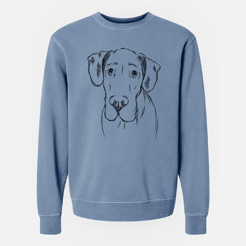 Bare Titus the Great Dane - Unisex Pigment Dyed Crew Sweatshirt Hoodie with Raw Hem Edgy Unfinished