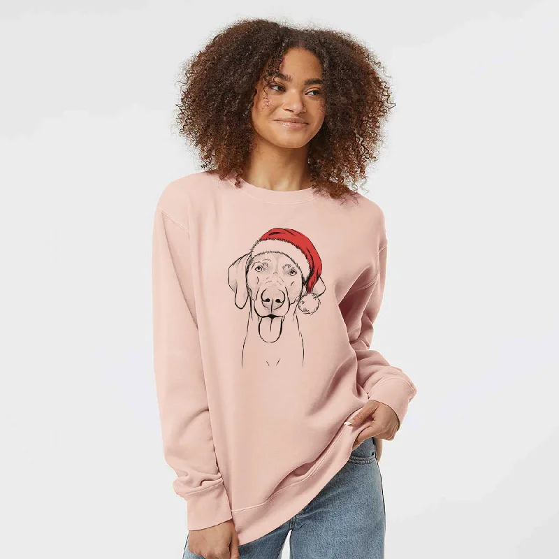 Santa Jackson the Weimaraner - Unisex Pigment Dyed Crew Sweatshirt Hoodie with Hidden Zipper Minimalist Clean