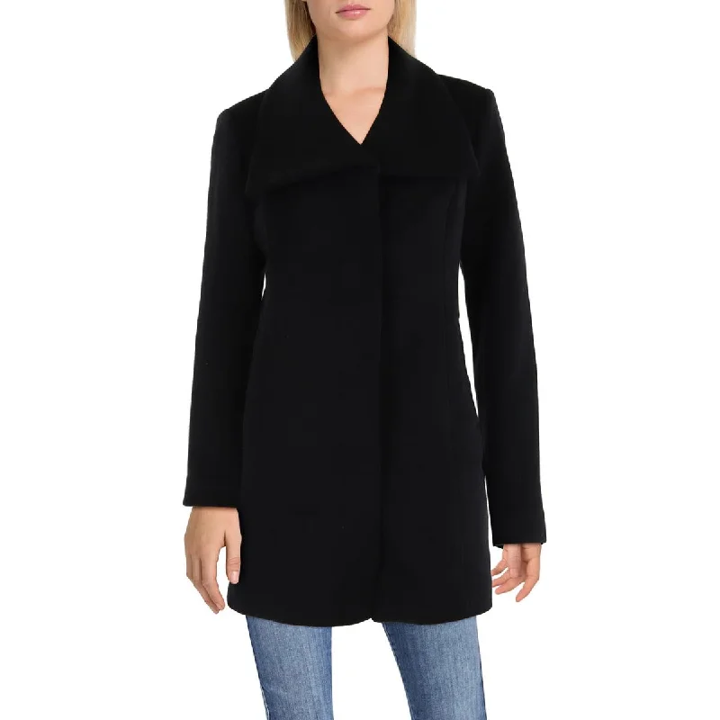 Womens Wool Midi Walker Coat Raincoat Turtleneck Coat Wrap Coat