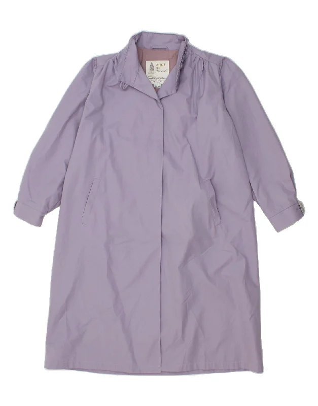 LONDON FOG Womens Petite Trench Coat UK 14 Large Purple Polyester Shawl Collar Notch Collar Lapel Collar LONDON FOG Womens Petite Trench Coat UK 14 Large Purple Polyester Shawl Collar Notch Collar Lapel Collar