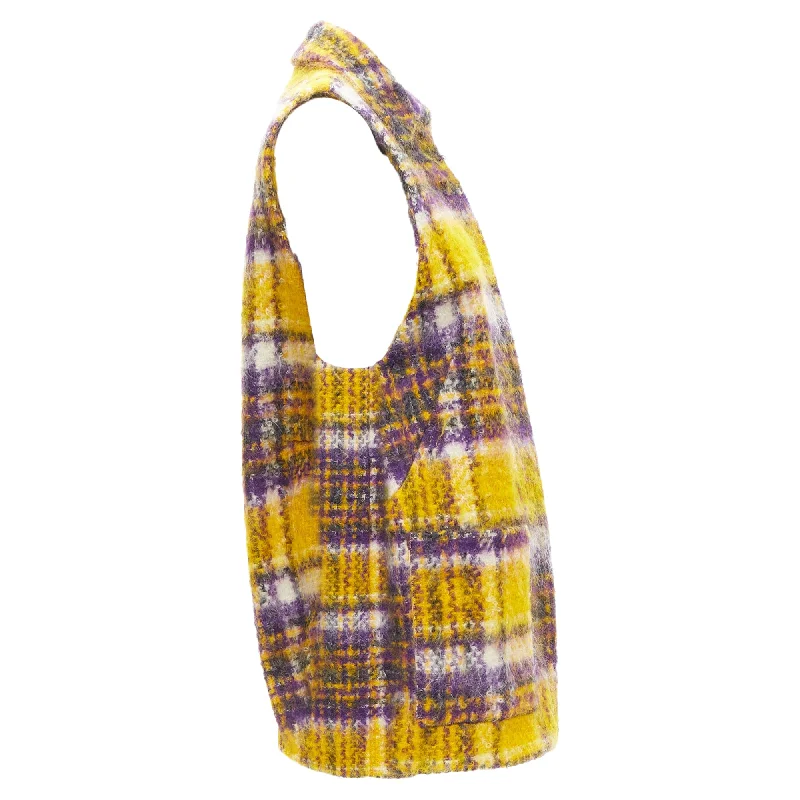 Marni plaid check mohair blend boxy sleeveless coat Zip Front Button Front Snap Front Marni plaid check mohair blend boxy sleeveless coat Zip Front Button Front Snap Front