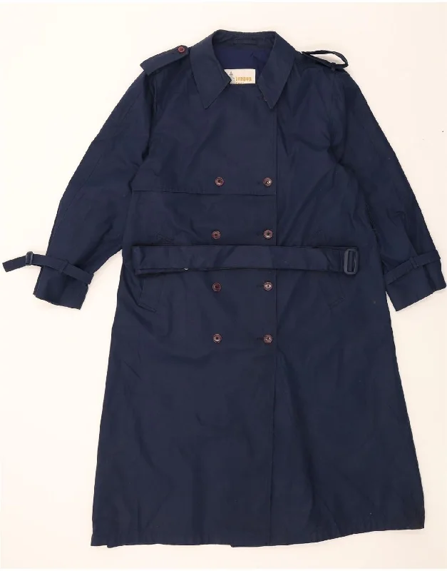 LONDON FOG Womens Trench Coat US 16 2XL Navy Blue Polyester Turtleneck Jacket Crew Neck Jacket V-Neck Jacket