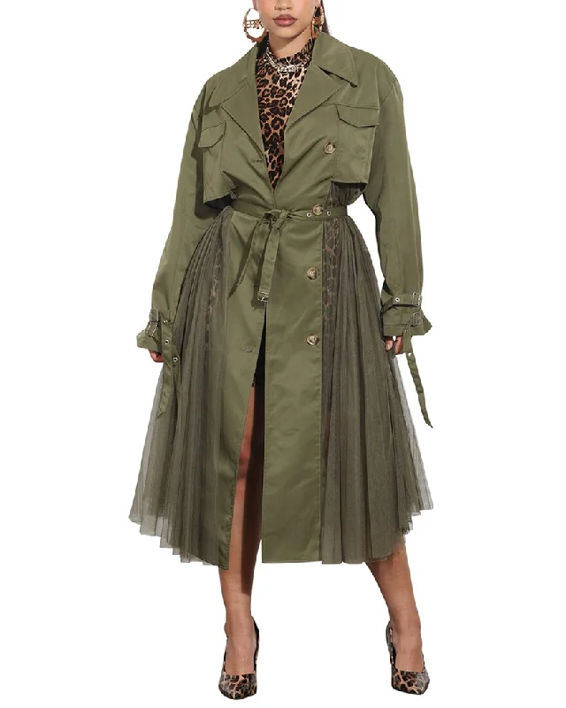 Luxe Moda Open Long Coat Boat Neck Jacket Square Neck Jacket One-Shoulder Jacket