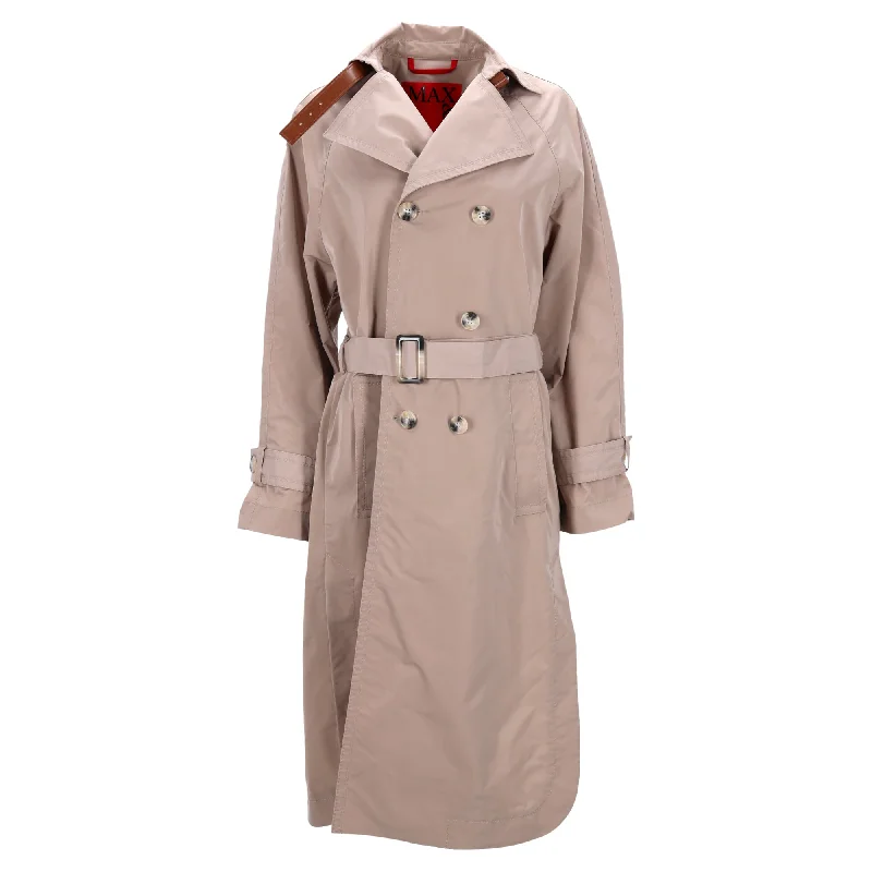 Max & Co Double-Breasted Trench Coat in Beige Polyester Hooded Jacket Zipper Jacket Button Jacket Max & Co Double-Breasted Trench Coat in Beige Polyester Hooded Jacket Zipper Jacket Button Jacket