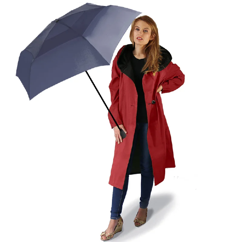 Dona Mycra Pac Umbrella Coat Tea Brick Red Blazer Duffle Coat Pea Coat