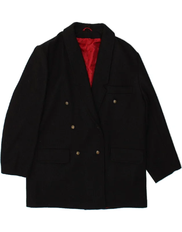 DOROTHY PERKINS Womens Double Breasted Coat UK 14 Medium Black Wool Stand-Up Roll-Neck Turtle DOROTHY PERKINS Womens Double Breasted Coat UK 14 Medium Black Wool Stand-Up Roll-Neck Turtle