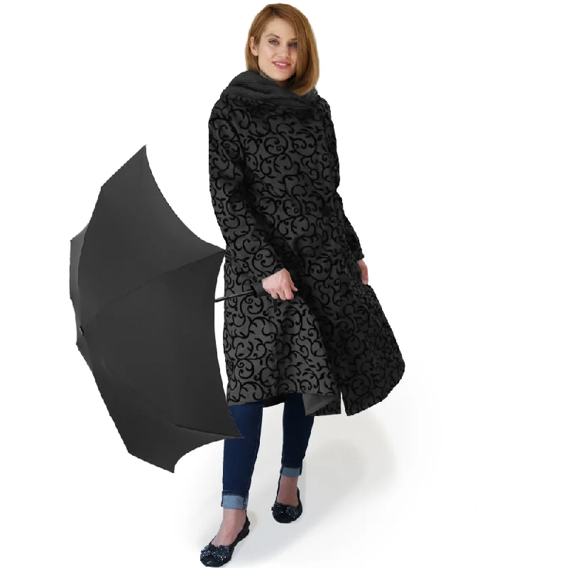 Dona Mycra Pac Umbrella Coat Tea Black Vine Parka Down Jacket Wool Coat