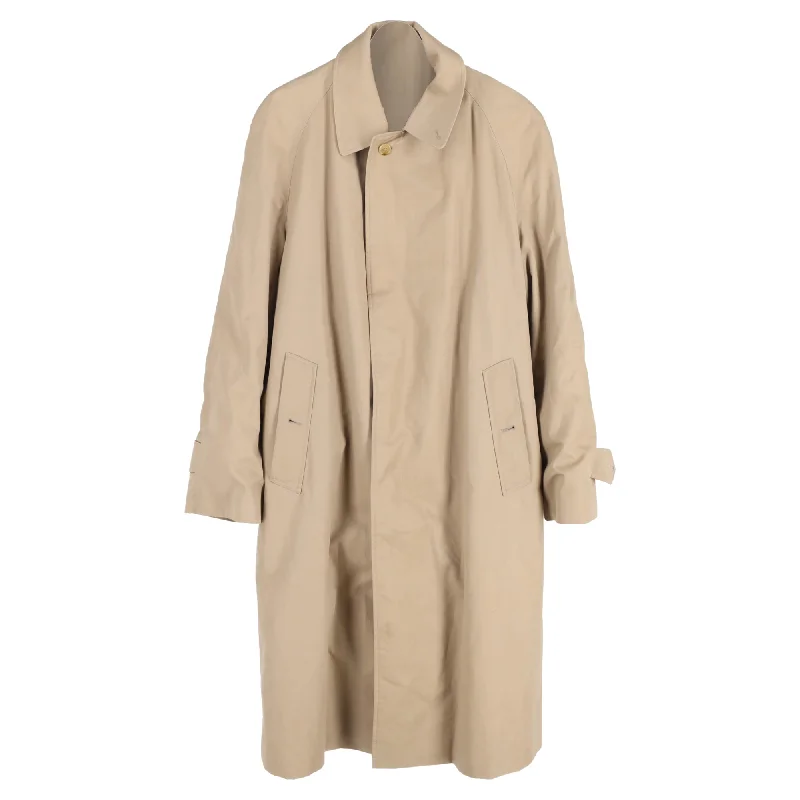 Burberry's Trench Coat in Beige Cotton Stand-Up Roll-Neck Turtle