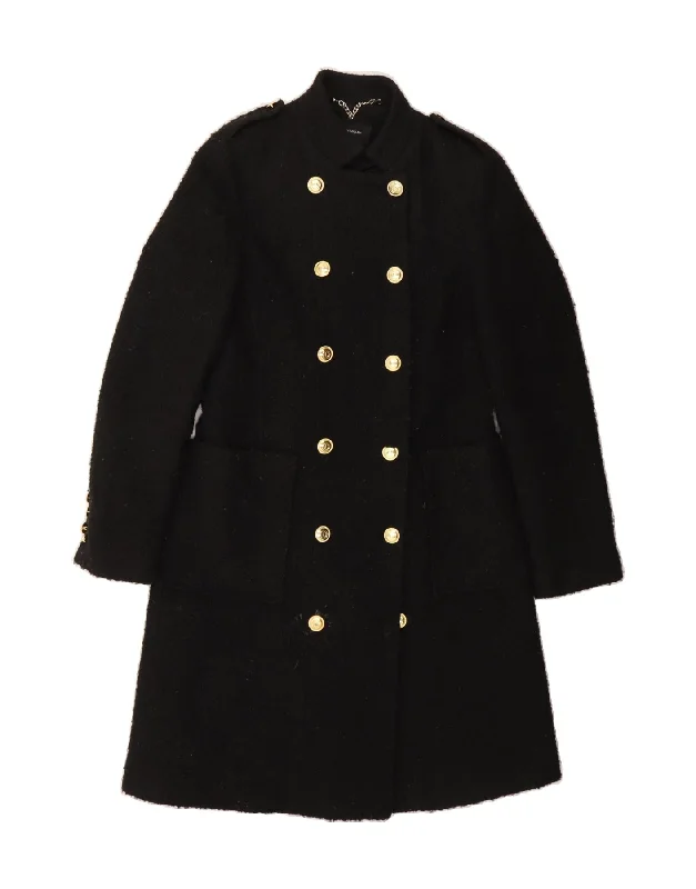 KAREN MILLEN Womens Double Breasted Coat UK 8 Small Black Acrylic Raincoat Turtleneck Coat Wrap Coat KAREN MILLEN Womens Double Breasted Coat UK 8 Small Black Acrylic Raincoat Turtleneck Coat Wrap Coat