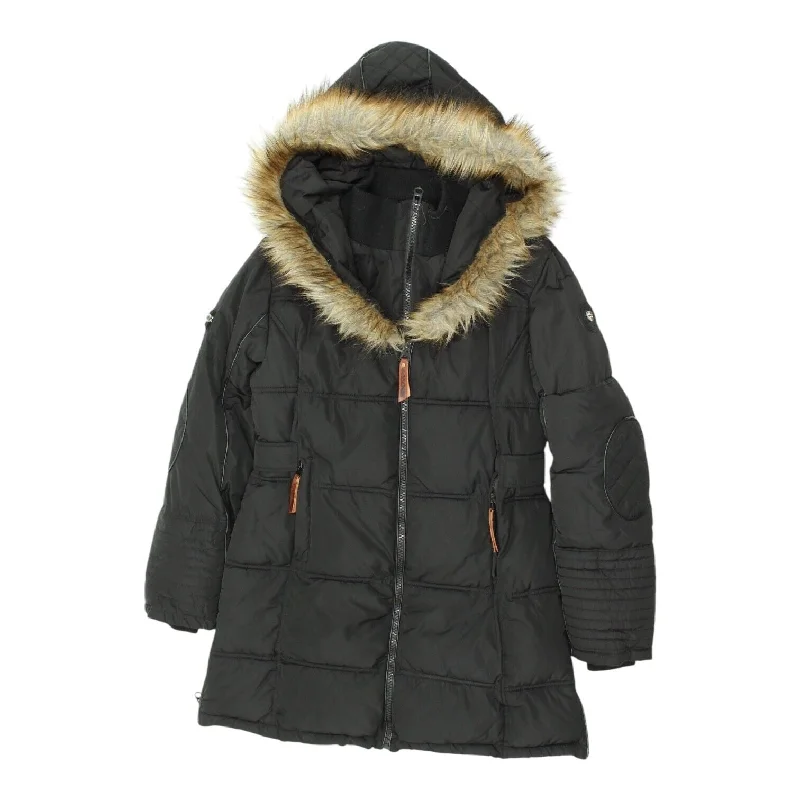 Geographical Norway Womens Black Padded Coat | Vintage Outdoors Designer VTG Nylon Polyester Spandex