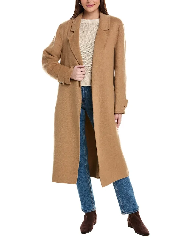 Reiss Brooks Long Length Belted Wool-Blend Coat Pockets Sleeves Lining