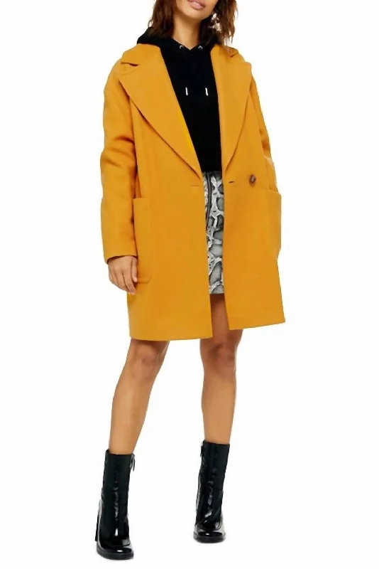 Carly Oversized Slouchy Coat In Mustard Turtleneck Jacket Crew Neck Jacket V-Neck Jacket