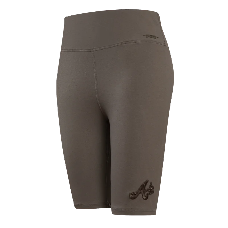 MLB ATLANTA BRAVES NEUTRAL JERSEY WOMEN'S BIKE SHORT (DARK TAUPE) Striped Jersey Top