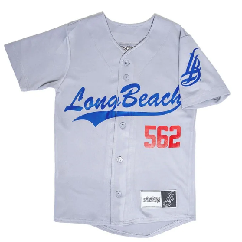Long Beach Adult Grey Baseball Jersey Winter Jersey Top