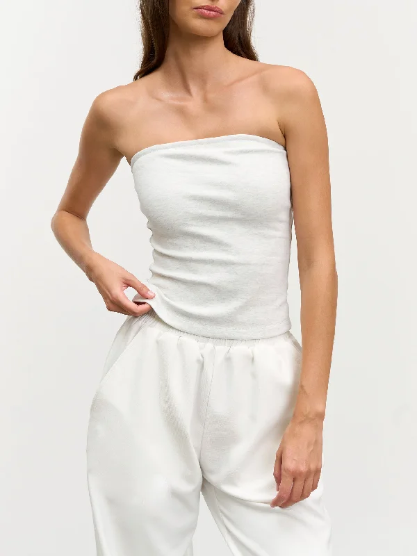 Womens Jersey Bandeau Top in Marl Grey Holiday Jersey Tee