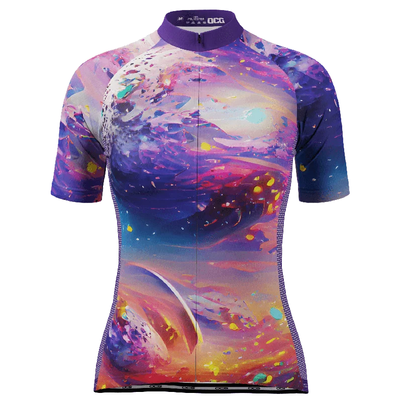 Women's Planets Short Sleeve Cycling Jersey Recycled Jersey Tee