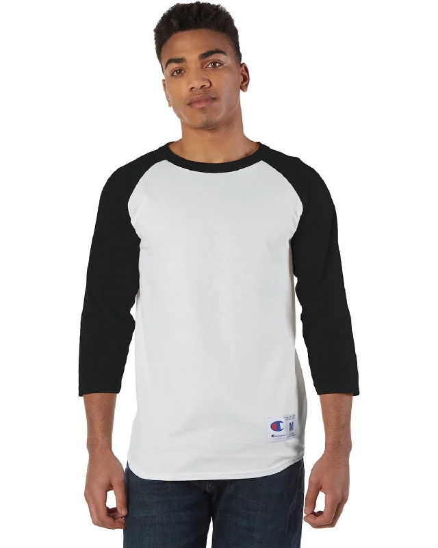 Champion Cotton Raglan Baseball Jersey | White/ Black Warm Jersey Shirt