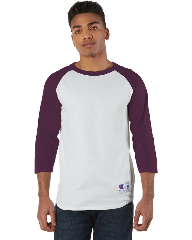 Champion Cotton Raglan Baseball Jersey | White/ Maroon Silk Jersey Blouse