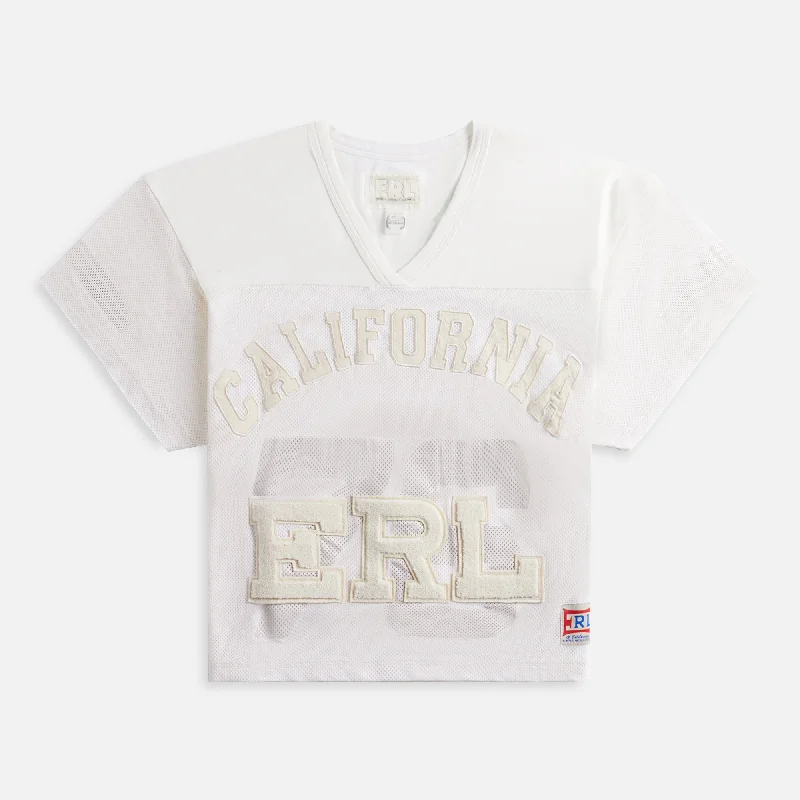 ERL Unisex Football Knit Jersey - Off White Burgundy Jersey Tee