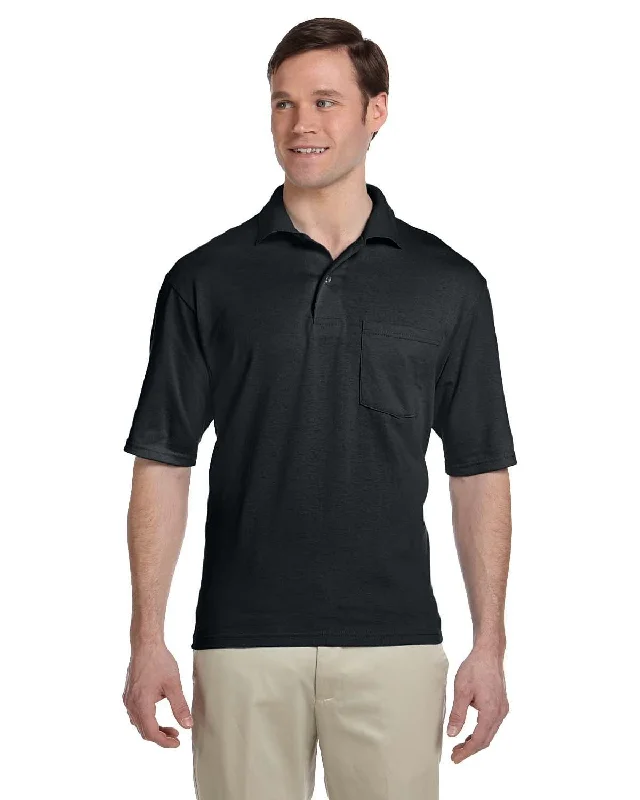 Jerzees 50/50 Jersey Knit Polo W/Pocket | Black Elegant Jersey Shirt