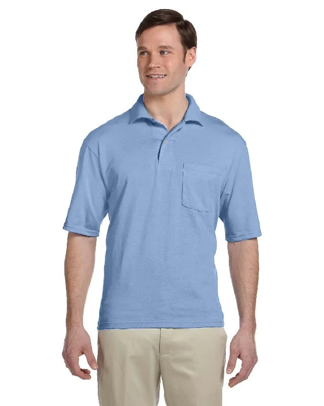 Jerzees 50/50 Jersey Knit Polo W/Pocket | Light Blue Lightweight Jersey Top