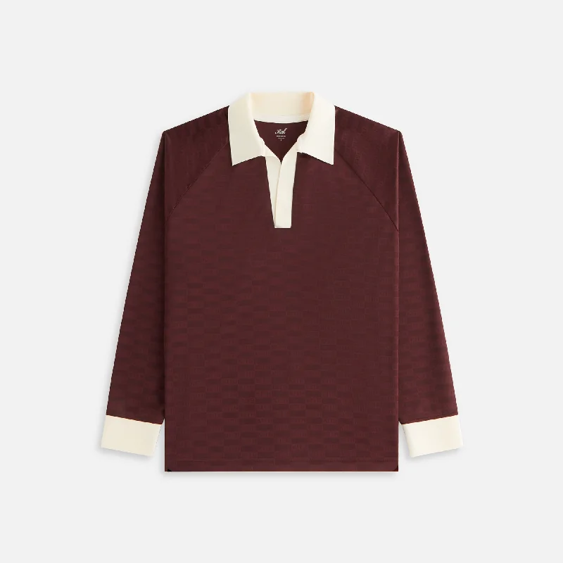 Kith Women Ridley Polo Monogram Jersey Long Sleeve - Magma Pink Jersey Tee