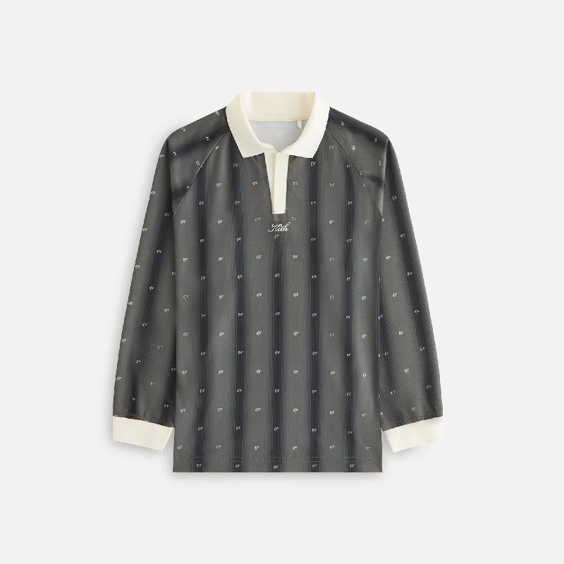 Kith Women Ridley Polo Monogram Long Sleeve Jersey - Black Jet Black Jersey Tee