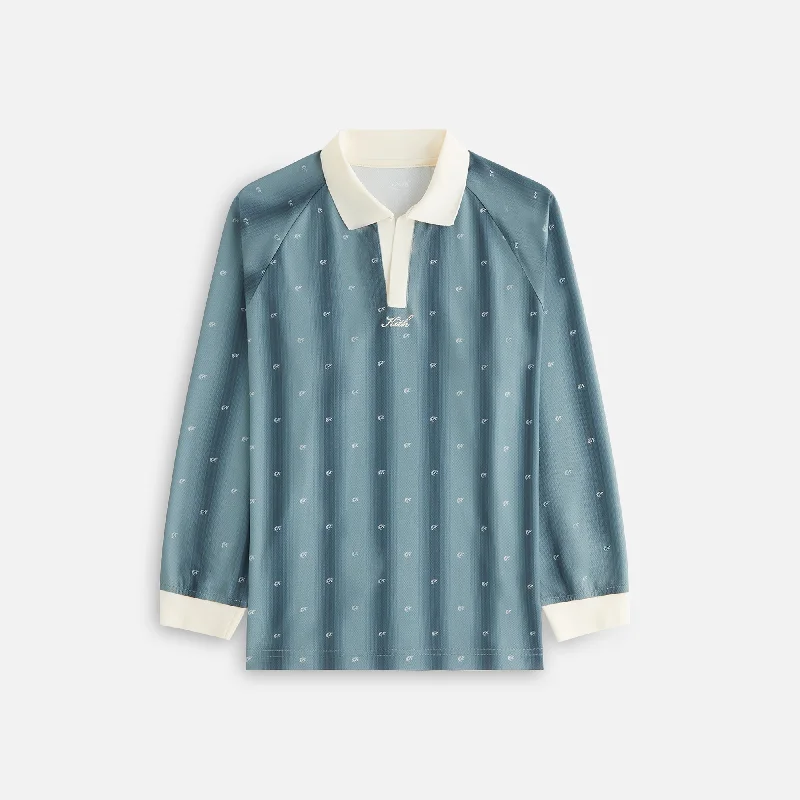 Kith Women Ridley Polo Monogram Long Sleeve Jersey - Court Ash Gray Jersey Tee