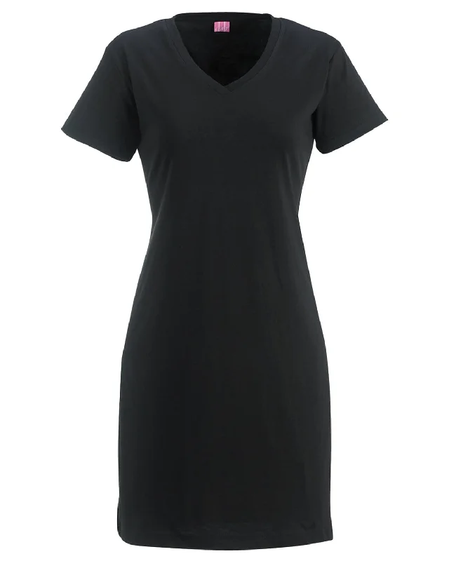 LAT Ladies Fine Jersey Crossover V-Neck Coverup | Black Winter Jersey Top