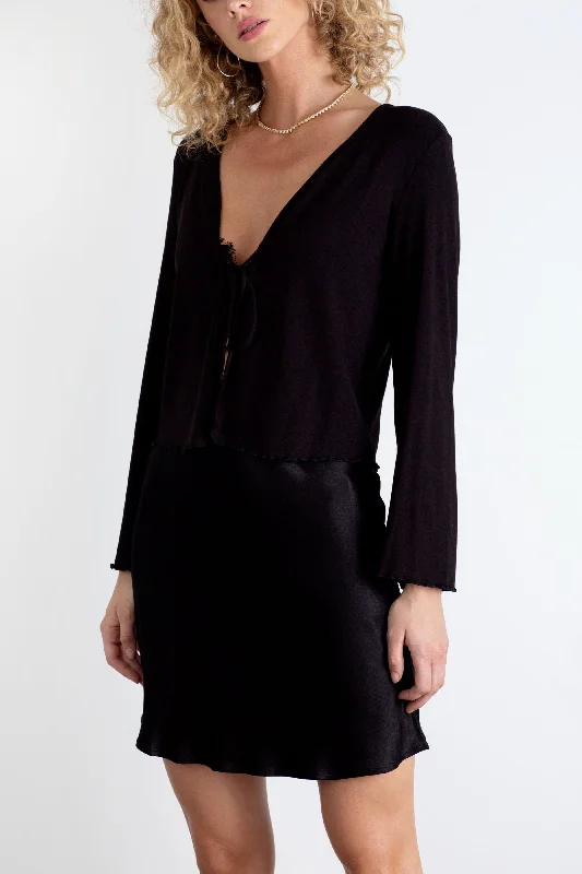 "The Kate" - Jersey Tie Top (Black) Scoop Neck Jersey Top