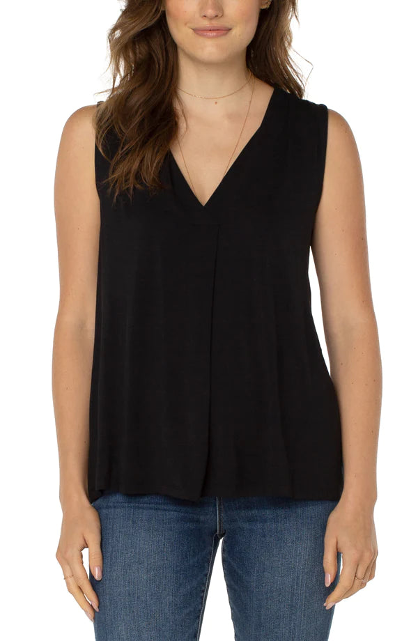 Liverpool Sleeveless V-Neck Knit Top Black Exclusive Knit Top