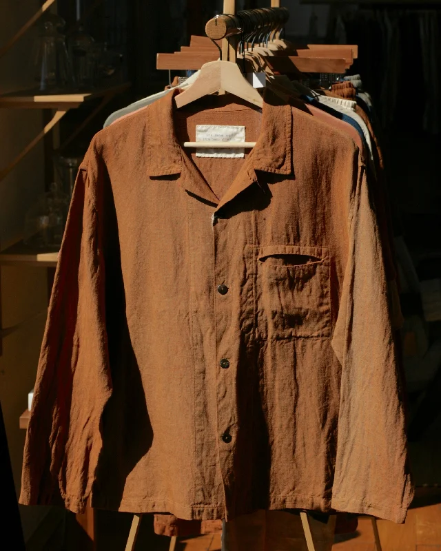 Cutch Hand-Dyed Hemp Long-Sleeve Shirt Welt Pockets Slit Pockets