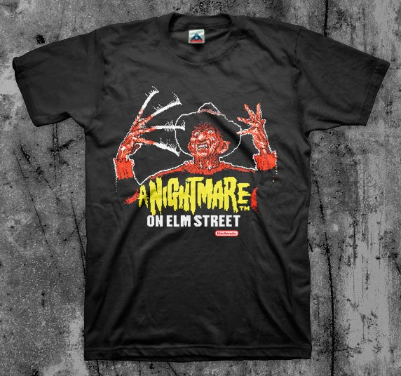 Nightmare On Elm Street Nintendo Shirt Houndstooth Herringbone Solid