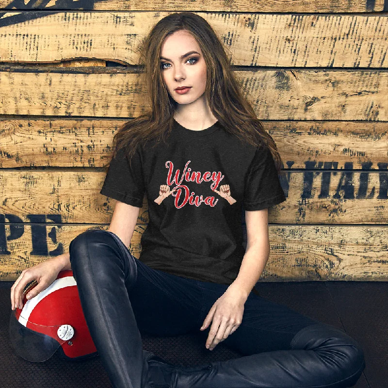 Winey Diva w/Hands Women's T-shirt Zippered Front Buttoned Front Snap Front