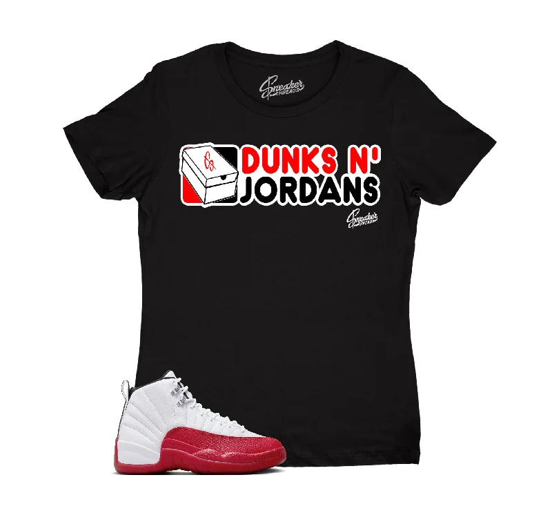 Womens - Cherry 12 Dunks N Jordans Shirt Lace Blend Ribbed Blend Corduroy Blend