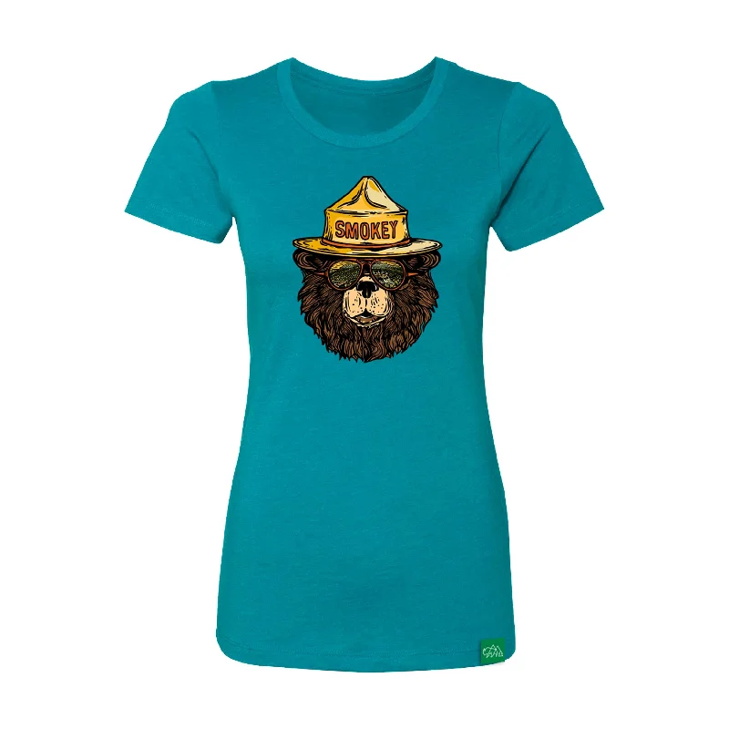 Smokey The Groovy Bear Women's Fitted T-Shirt Fleece Nylon Spandex