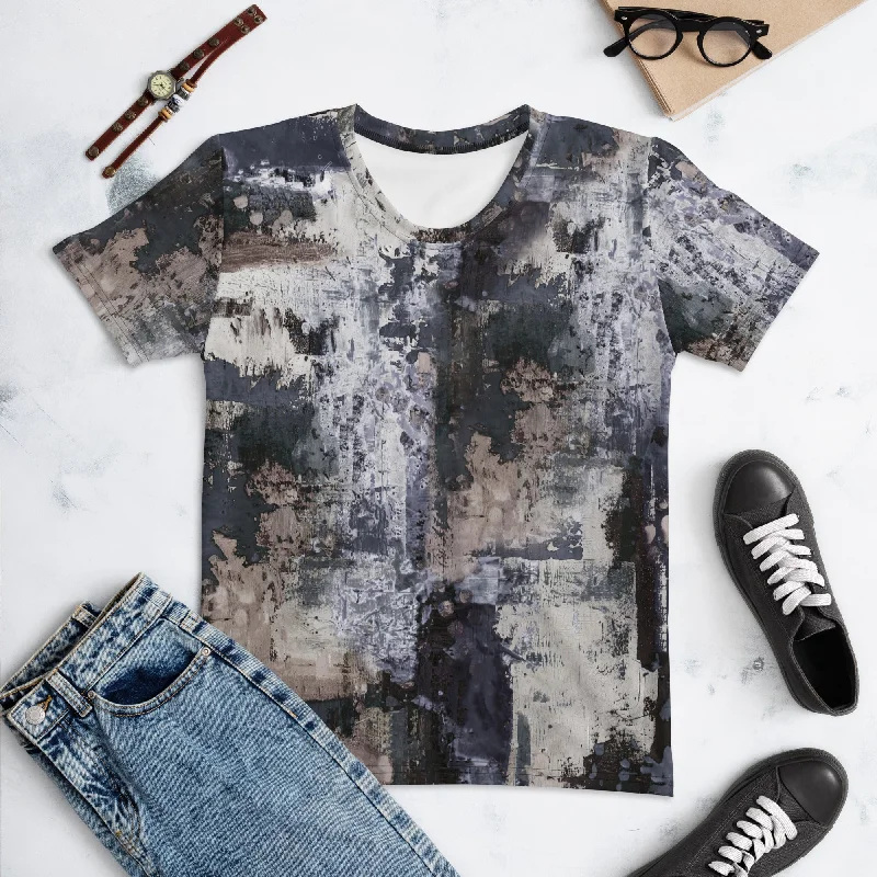 Women's T-shirt "Perspective" Hooded Caped Shawl Collar