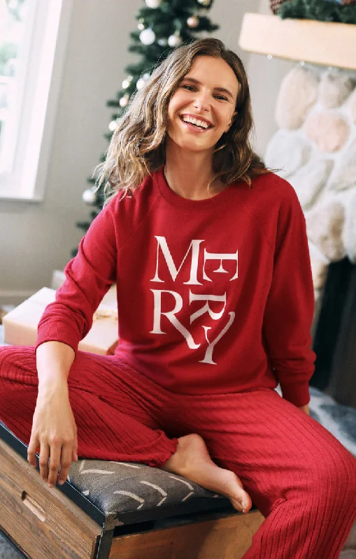 Z-Supply Merry Cozy Knit Top - HAUTE RED Striped Knit Top
