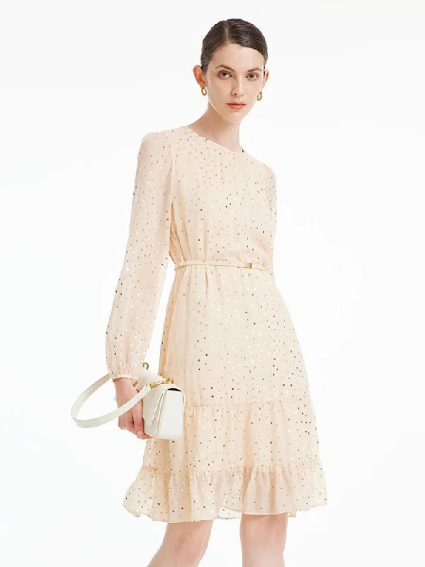 10 Momme Silk Polka Dot Dress With Belt
