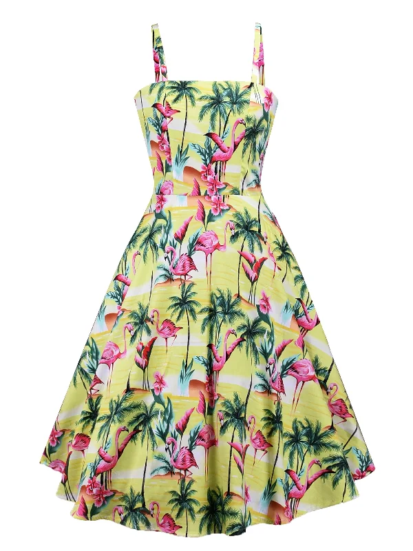 50s Tropical & Flamingo Print Cami Dress