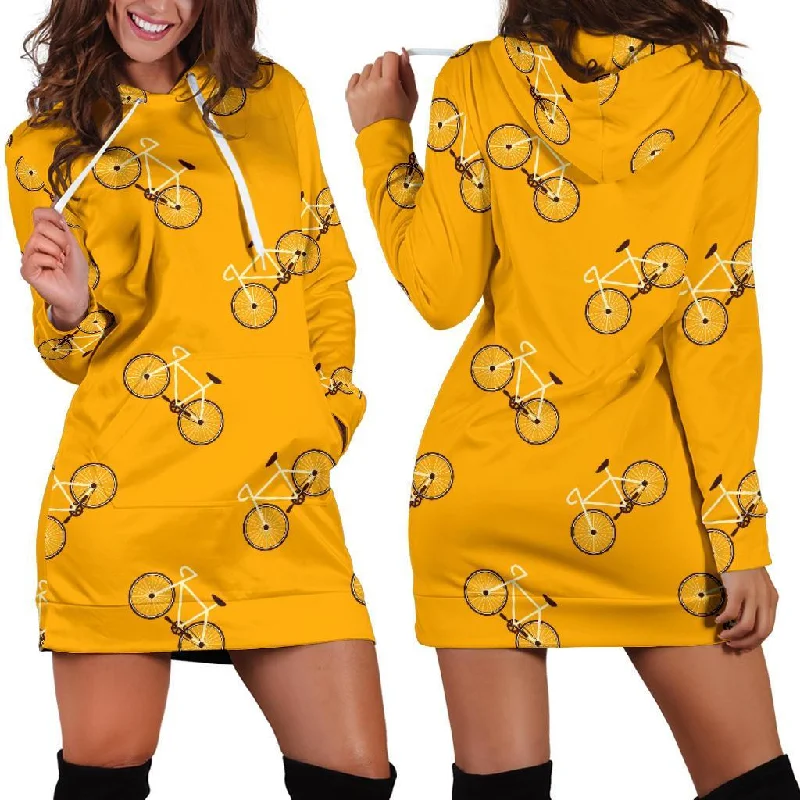 Bicycle Pattern Print Women Hoodie Dress