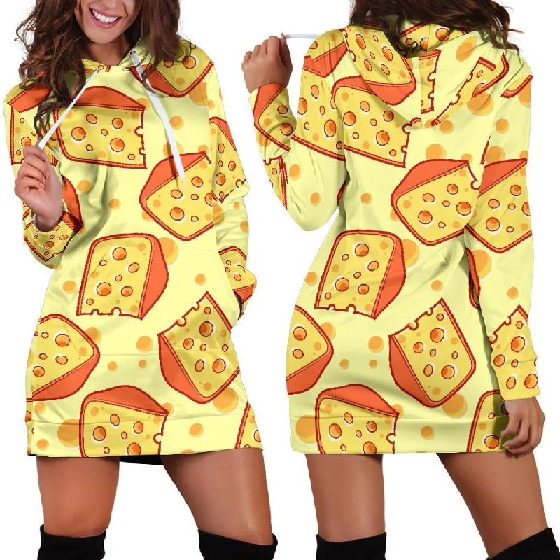 Cheese Print Pattern Women Hoodie Dress