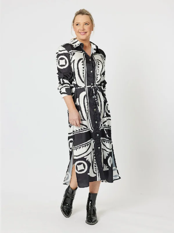 Chic Print Dress - Black