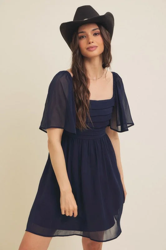 Flutter Sleeve Yoryu Chiffon Dress