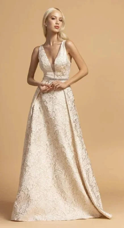 Aspeed D310 Formal Evening Long Lace Dress V-neckline