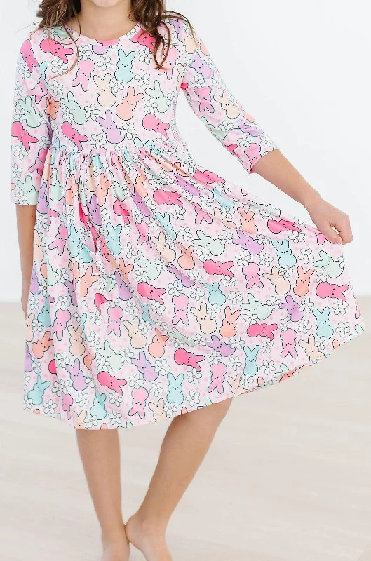 Hangin with my Peeps 3/4 Sleeve Pocket Twirl Dress