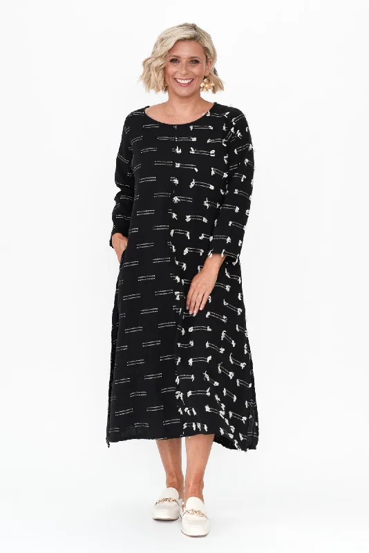 Ilaria Black Dash Cotton Dress